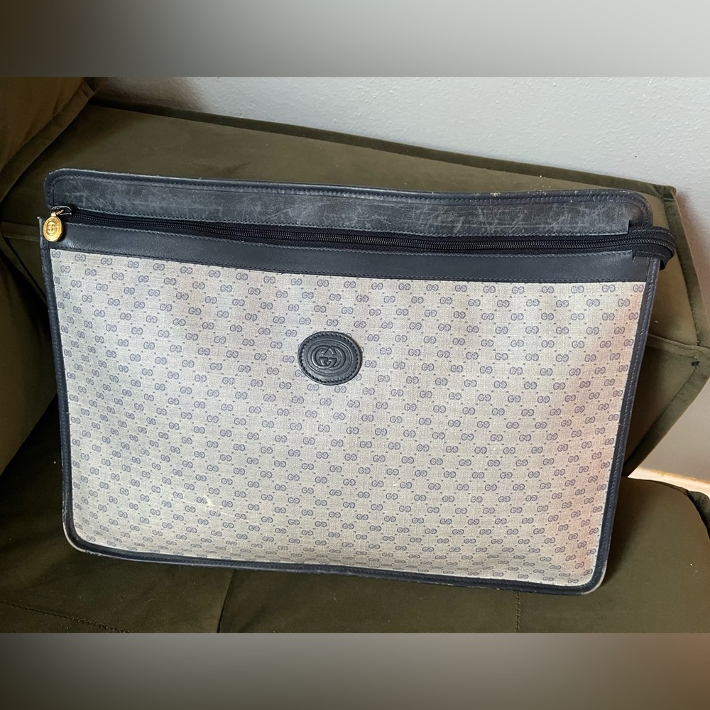 Gucci vintage bundle- 1 navy blue large travel bag and small handbag - Picture 2 of 16